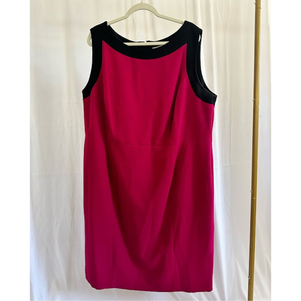 Kasper Women's Plus 24W Raspberry Pink/Black Trimmed Dress